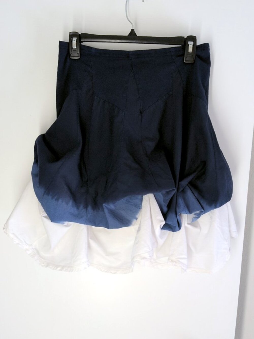 Luna Luz blue/white ombre Kiki Island Skirt L parachute/bubble cotton lagenlook
